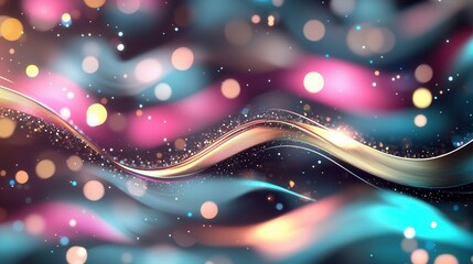 Poster - Mesmerizing abstract composition of undulating neon waves and luminous energy creating a dynamic and visually striking futuristic backdrop