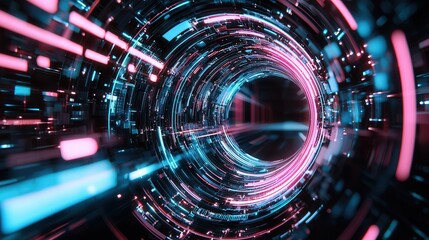 Poster - a captivating and immersive digital abstract background featuring a dynamic tunnel like structure fi