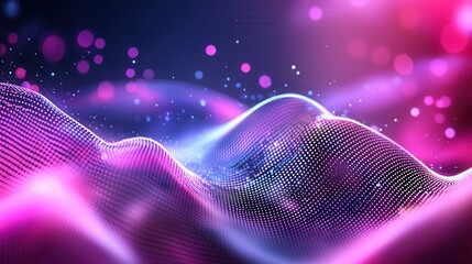 Poster - vibrant and dynamic waves of glowing neon lights against a futuristic abstract backdrop creating a m