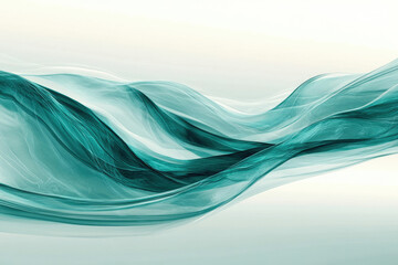 Poster - Abstract teal waves flowing smoothly, creating a serene and elegant visual effect.