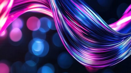 Poster - Mesmerizing abstract composition featuring swirling luminous neon like forms in shades of pink and blue creating a futuristic and captivating visual experience