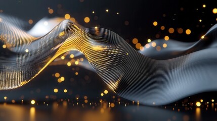 Poster - An abstract and futuristic visual composition featuring undulating waves of shimmering neon light in a captivating display of dynamic motion and luminous energy