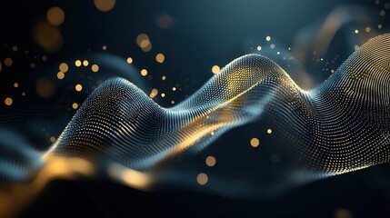 Poster - A mesmerizing abstract composition of glowing luminous neon waves and particles in fluid dynamic motion creating a futuristic and ethereal visual experience