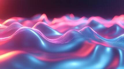 Poster - a stunning abstract composition of dynamic glowing wave like lines in vibrant shades of pink blue an