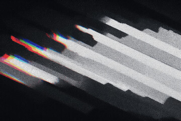 Aufkleber - Abstract digital art with glitch effect, featuring diagonal lines and vibrant colors on dark background. image conveys sense of chaos and movement
