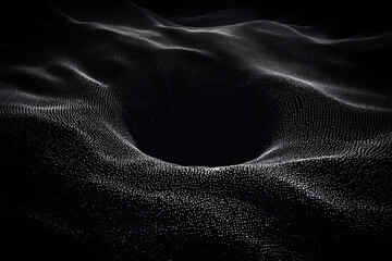 Aufkleber - dark, abstract landscape with central void, formed by countless small particles creating sense of depth and mystery. image evokes feeling of chaos and intrigue