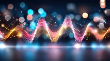 Poster - Mesmerizing abstract composition of dynamic glowing neon wave lines in a vibrant color spectrum creating a captivating and futuristic visual effect