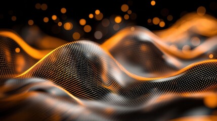 Fototapete - A surreal futuristic visualization of a glowing undulating digital tunnel filled with vibrant points of light creating a mesmerizing high tech abstract composition in an imaginary space