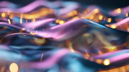 Poster - Mesmerizing abstract composition of vibrant glowing neon waves and lines creating a dynamic and futuristic visual effect