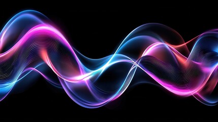 Poster - Dynamic and captivating abstract composition of vibrant neon colored waves evoking a sense of motion energy and technological elegance