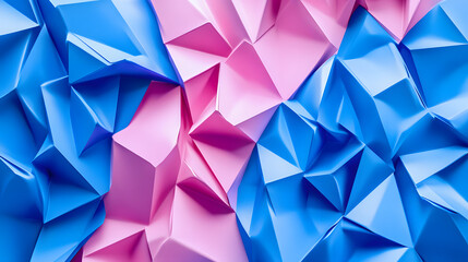 Poster - A stunning blue and pink background featuring vibrant abstract triangles creating a dynamic visual experience for artistic endeavors.