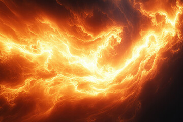 Poster - Fiery plasma swirls and streaks across a dark background, resembling an intense energy burst or celestial phenomenon.