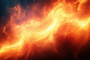 Aufkleber - Fiery cosmic nebula, swirling plasma and intense energy, abstract artwork.