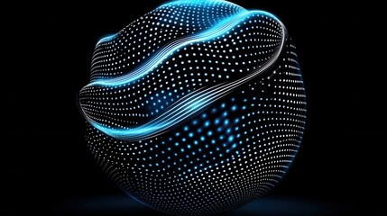 Poster - Futuristic glowing abstract sphere composed of a dynamic network of luminous points and lines creating a mesmerizing digital and technological aesthetic