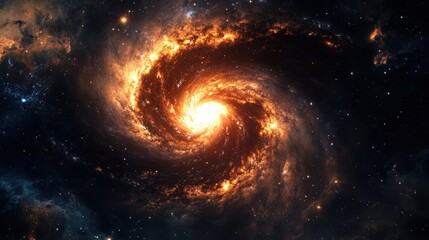 Wall Mural - majestic space scene with luminous spiral galaxy and mysterious nebula clouds creating ethereal cosm