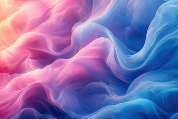 Poster - Abstract image of flowing pastel pink and blue fabric, creating a dreamy and ethereal effect.