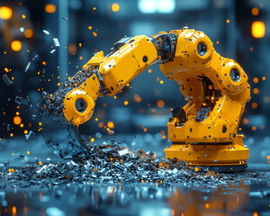 Poster - robotic sorting machine efficiently separates metal scraps in factory