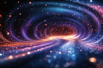 Aufkleber - A swirling vortex of glittering particles, cosmic dust, and vibrant colors creates a mesmerizing and ethereal scene.