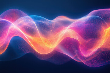 Poster - Abstract wave of vibrant, glowing particles, creating a dynamic and colorful visual effect.