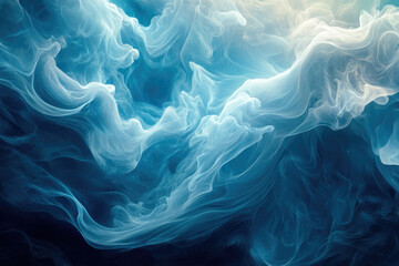 Aufkleber - Abstract blue and white ethereal swirls, resembling smoke, clouds, or water.