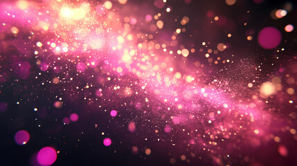 Wall Mural - glittering pink sparks against a dark abstract background, abstract, cosmic. cosmic sparks. illustra
