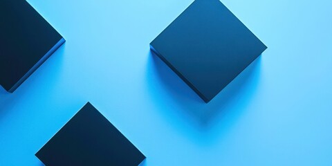 Aufkleber - Three black squares on a blue background