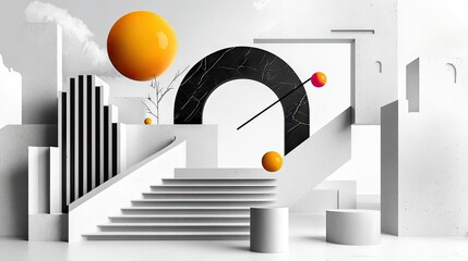 Poster - Black and white abstract geometric background with sharp lines and contrasting shapes.