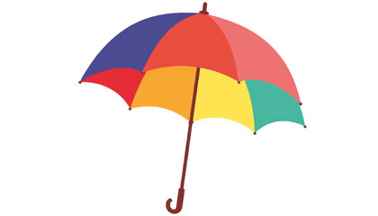 Poster - Geometric rainbow umbrella illustration on white background, colorful design