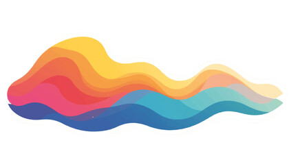 Poster - Stylized geometric wave in rainbow colors on white background, creativity