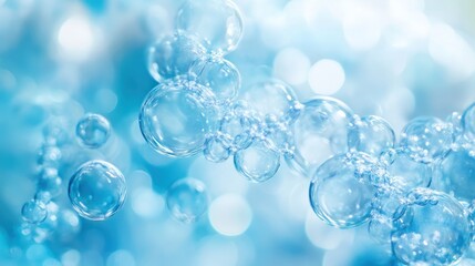 Leinwandbilder - A delicate arrangement of blue bubbles, forming an abstract, textured background.