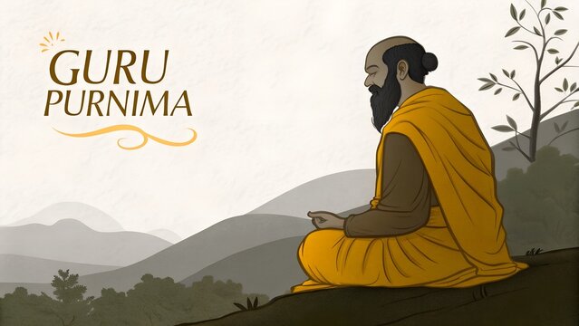 flat guru purnima poster template