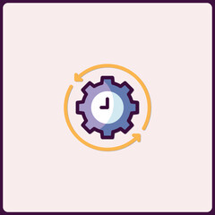 Poster - Stylized icon showing time management with gear and circular arrows