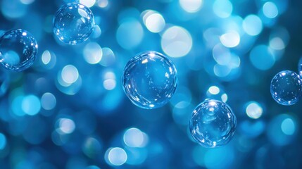 Leinwandbilder - A dreamy macro shot of blue bubbles, capturing light refractions and fluid textures.