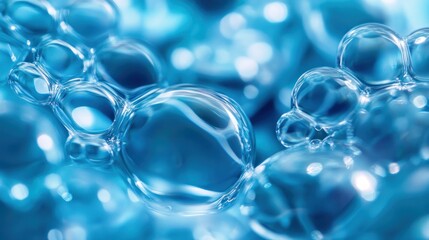 Poster - A fascinating macro view of blue bubbles forming natural, organic patterns under light.