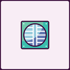 Poster - CPU cooler flat vector illustration, design component for system cooling