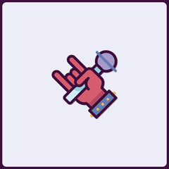 Poster - Stylized icon illustration, rock gesture and lollipop treat illustration
