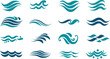 © Ninja in Pajamas - Water wave line art set. Wave beach vector symbol or logo design collection. Abstract water waves see blue vector design elements.