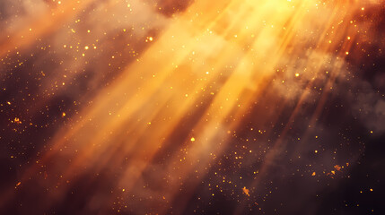 Wall Mural - bright golden light beam through smoky haze. smoky glow. illustration
