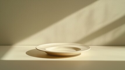 Poster - A simple yet elegant white bowl placed on a wooden table creating a minimalist aesthetic atmosphere