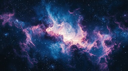 Poster - Stunning colorful nebula in the vastness of space with stars and cosmic dust illuminating surroundings