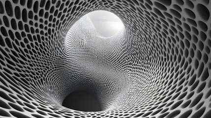 Poster - Intricate spirally tunnel with fractal linear patterns and geometric designs creating a mesmerizing visual experience of depth and movement.
