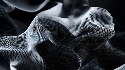 Poster - A bunch of black and white paper forming fractal patterns in a dark studio lit to showcase intricate shapes and textural depth.