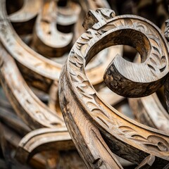 Poster - Intricate wooden sculpture crafted from natural timber showcasing artistic skill and design
