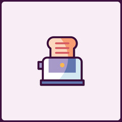 Poster - Stylized Toaster Icon with Warm Bread Slices Ready for Breakfast Time