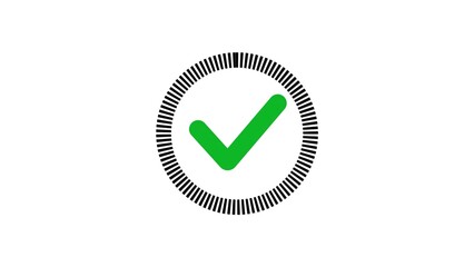 Poster - A circular check mark icon with a green check inside a black circular border, symbolizing approval or completion.