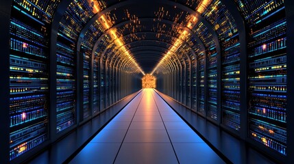 Poster - high-speed digital data transfer visualized as light trails moving across a virtual highway. a5c8dc3