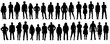 © Curto - silhouette of  front and back view of same group of people on white background