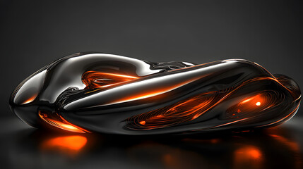 Fototapete - Sleek shiny silver object reflecting light in a moody atmosphere capturing the essence of modern design and futurism in metallic form.