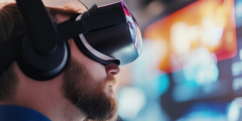Poster - Immersive Tech Pioneers Gen Z Professional Exploring Virtual Reality Workspace with High-Performance VR Headset in Next-Generation Digital Collaboration Environment