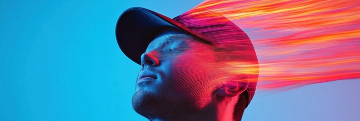 Poster - Dynamic Motion Tech Portrait Immersive Neon Kinetic Performance Visualization with AI-Enhanced Visual Dynamics for Next-Gen Creative Branding
